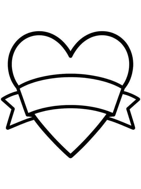 Easy Heart with a mom banner coloring page