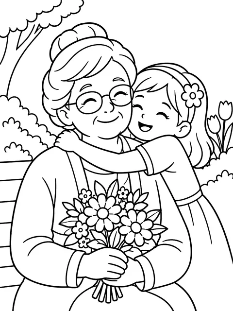 Happy Mother's Day grandma card coloring page