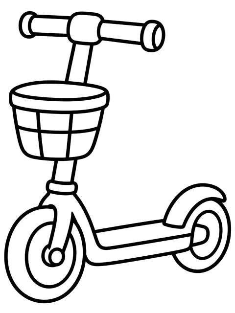 Easy Scooter with a basket coloring page