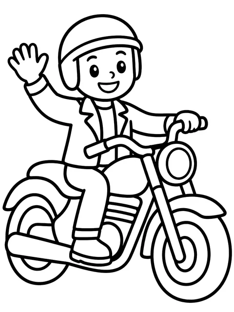 Easy Rider waving on a cruiser coloring page