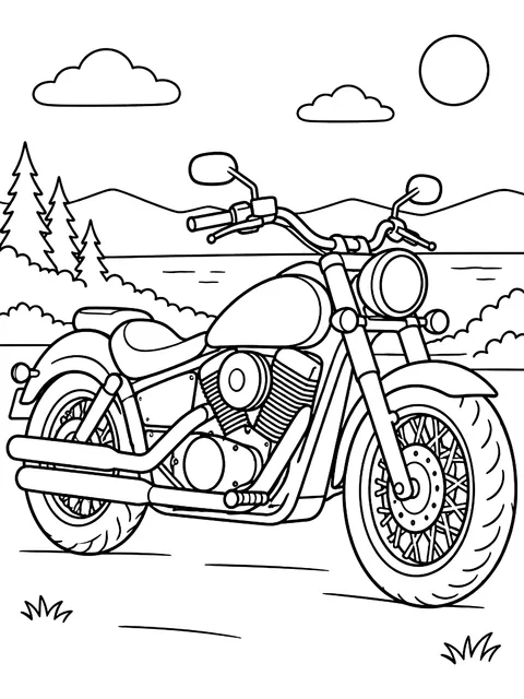 Cruiser motorcycle coloring page