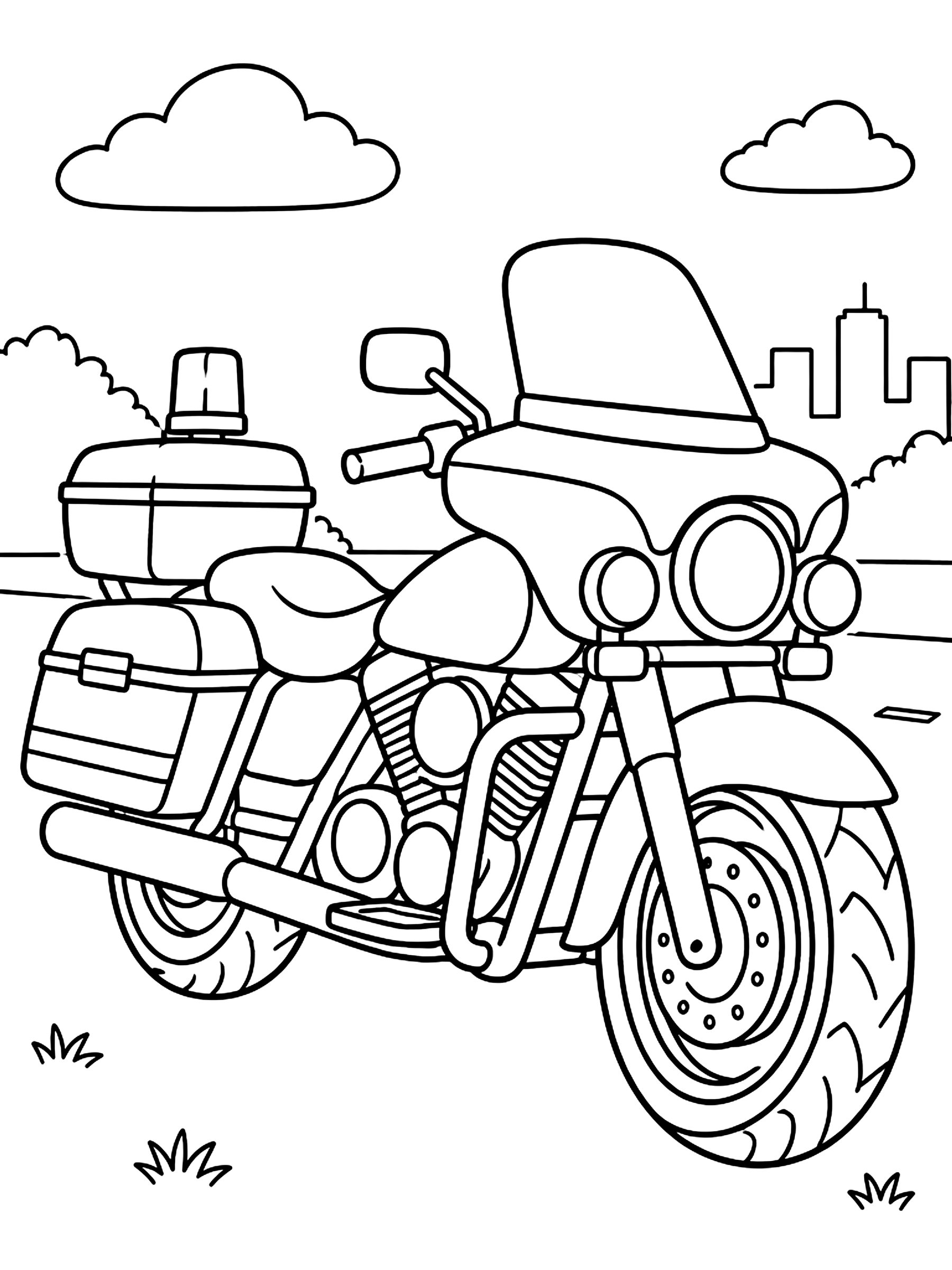 Police motorcycle coloring page