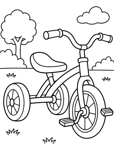 Three-wheeled trike coloring page