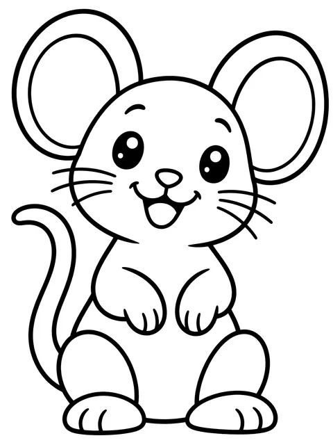 Easy Simple mouse sitting up coloring page