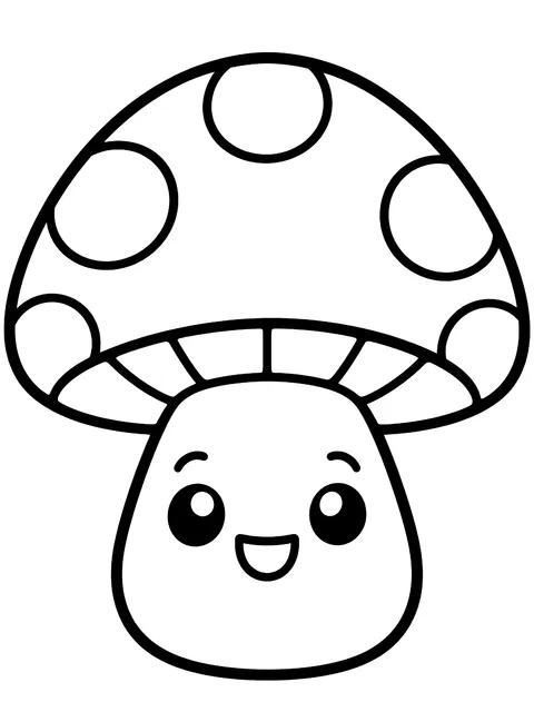 Easy Cute mushroom with a face coloring page