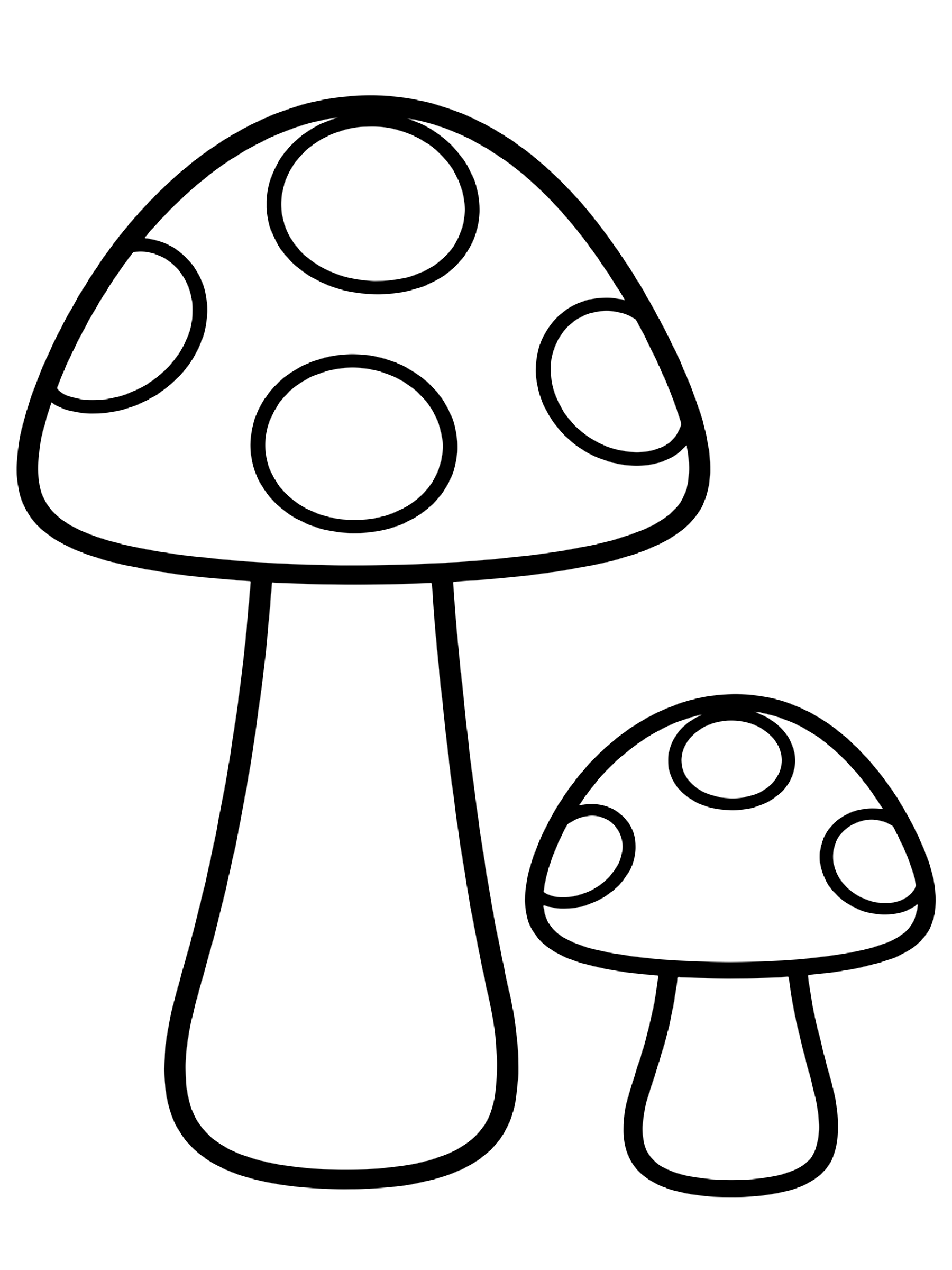 Easy One tall mushroom and one short coloring page