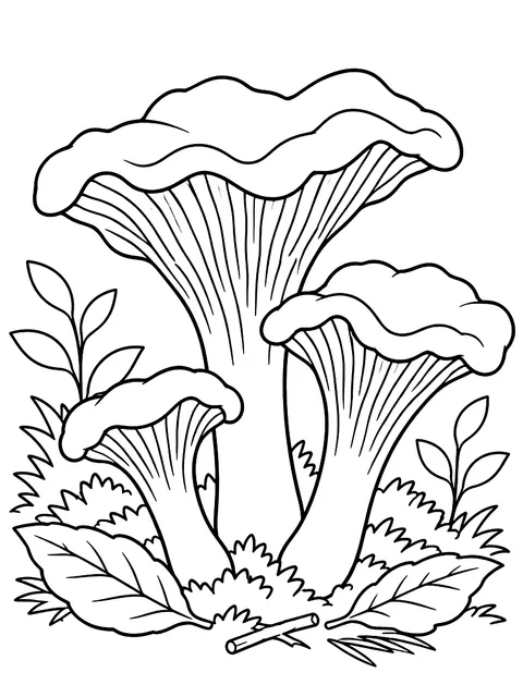 Chanterelle mushrooms coloring page
