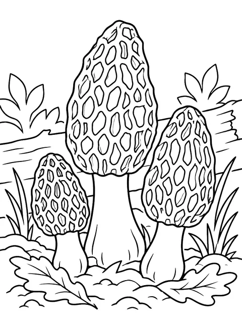 Morel mushrooms coloring page