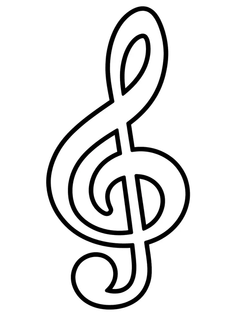 Easy Treble clef coloring page