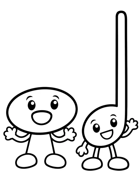 Easy Whole note and half note coloring page
