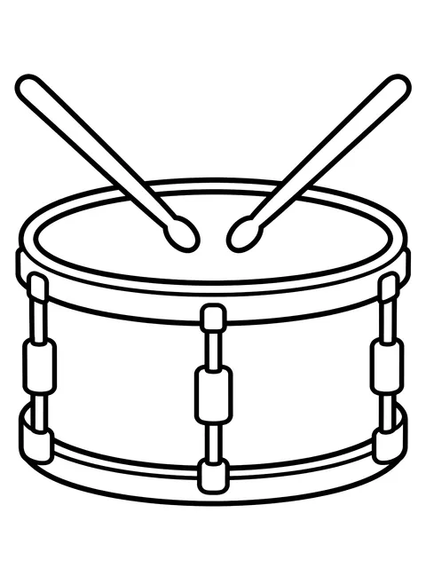 Easy Snare drum with sticks coloring page