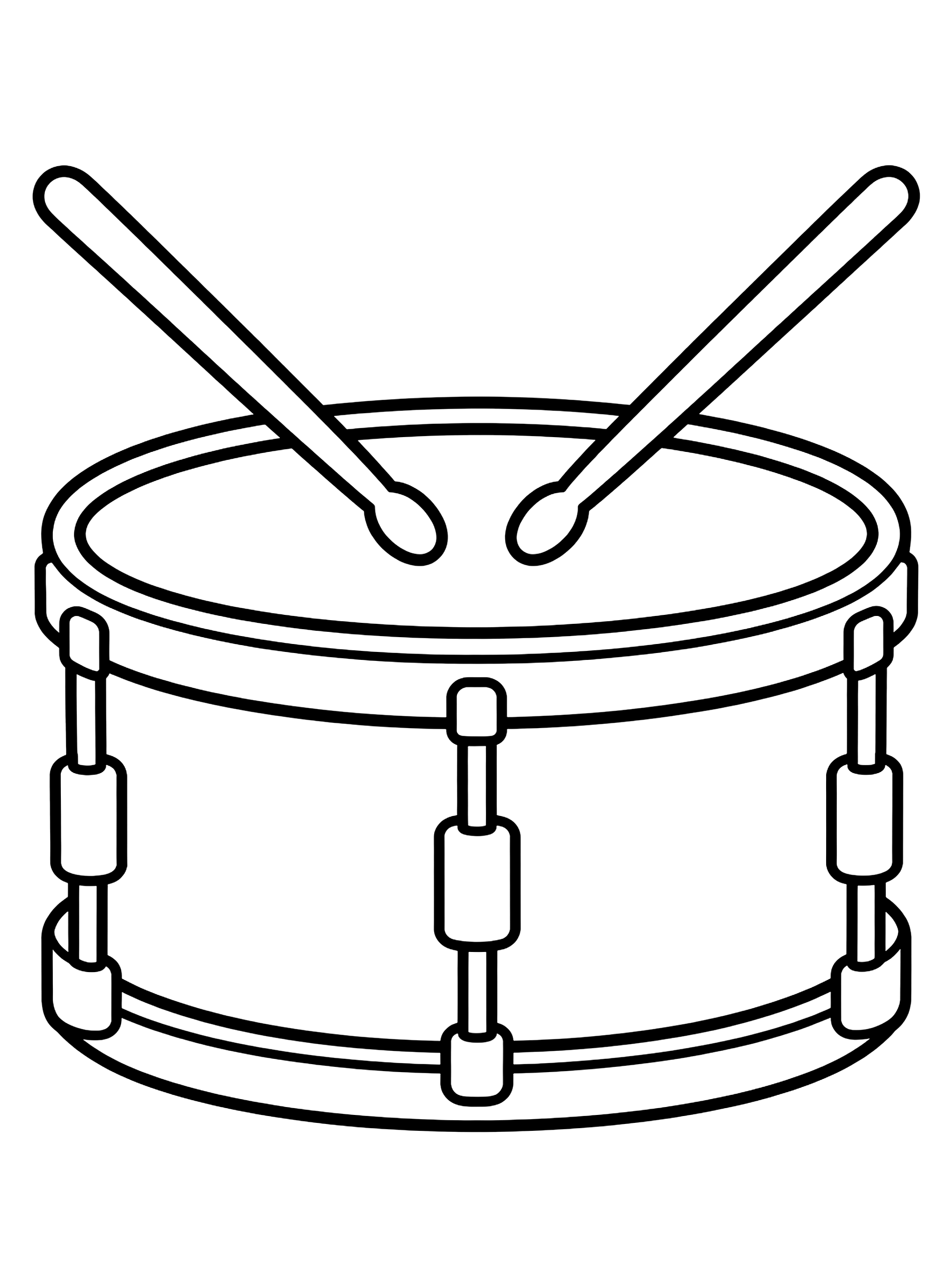 Easy Snare drum with sticks coloring page