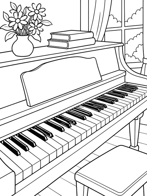 Piano keyboard coloring page