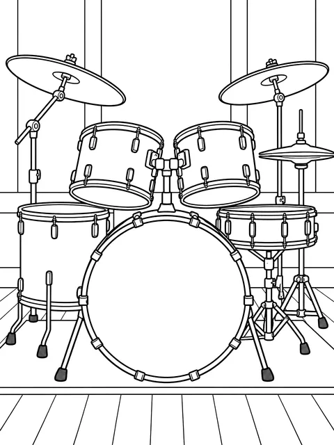 Drum kit coloring page