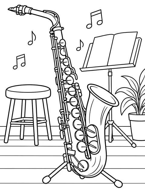 Saxophone coloring page