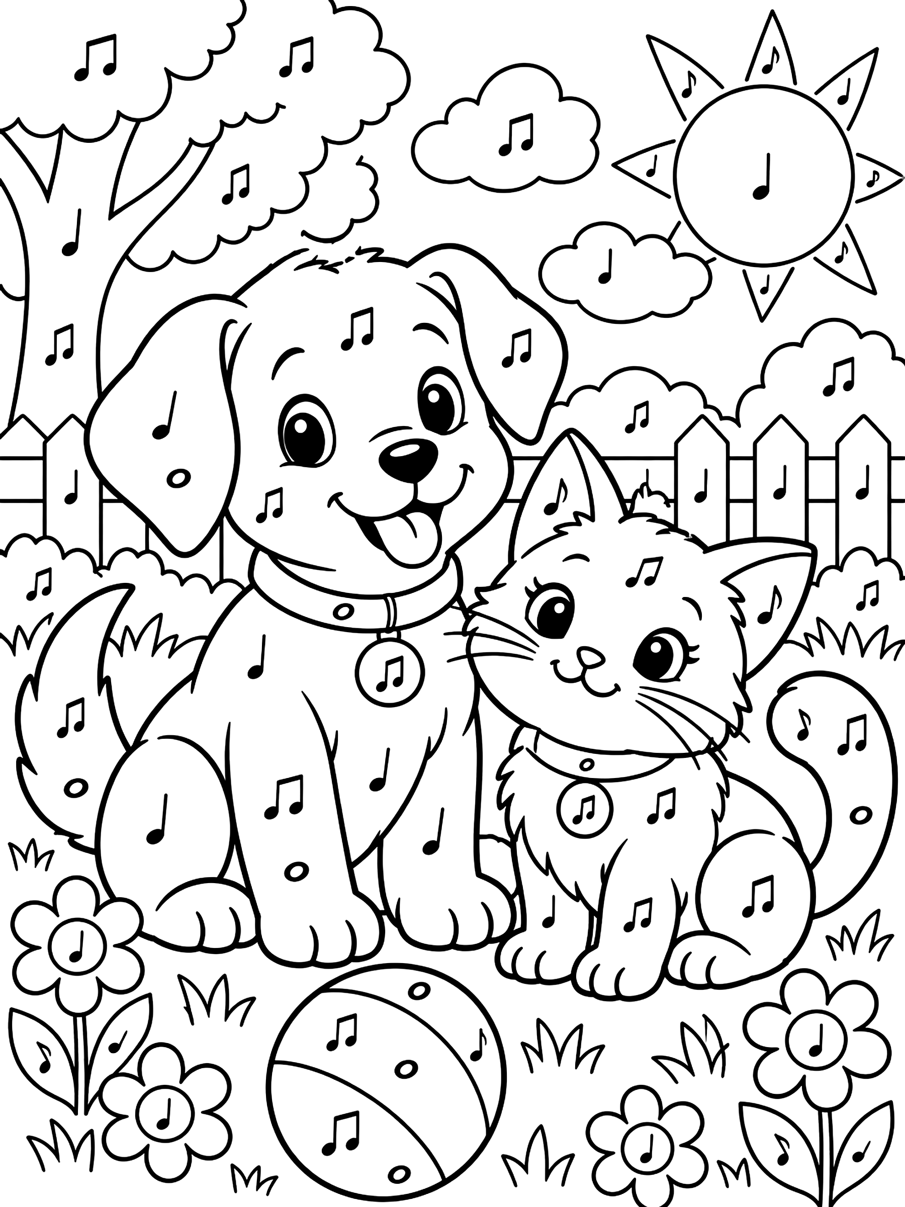 Color-by-note worksheet coloring page