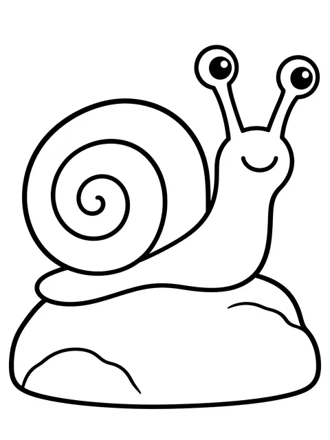 Easy Snail on a rock coloring page