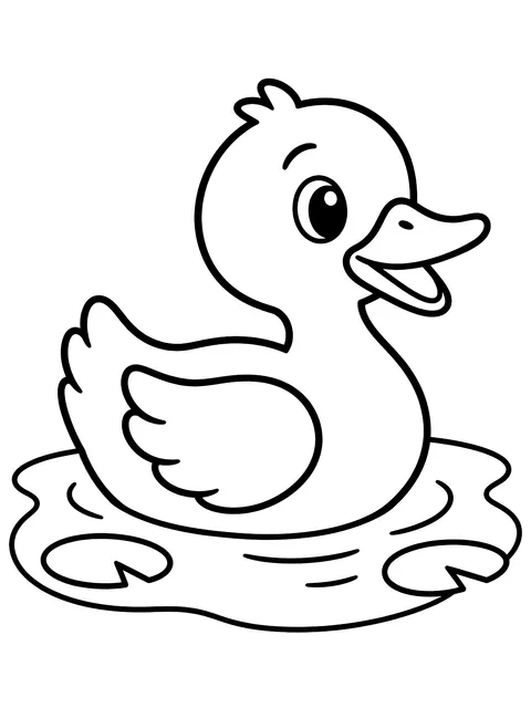 Easy Duck on a small pond coloring page