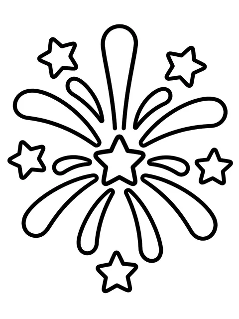Easy Single fireworks burst coloring page