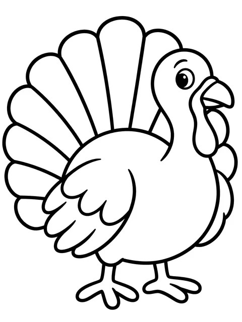 Easy Simple turkey with a fanned tail coloring page