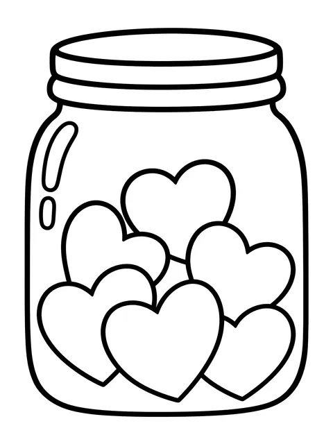 Easy Gratitude jar coloring page