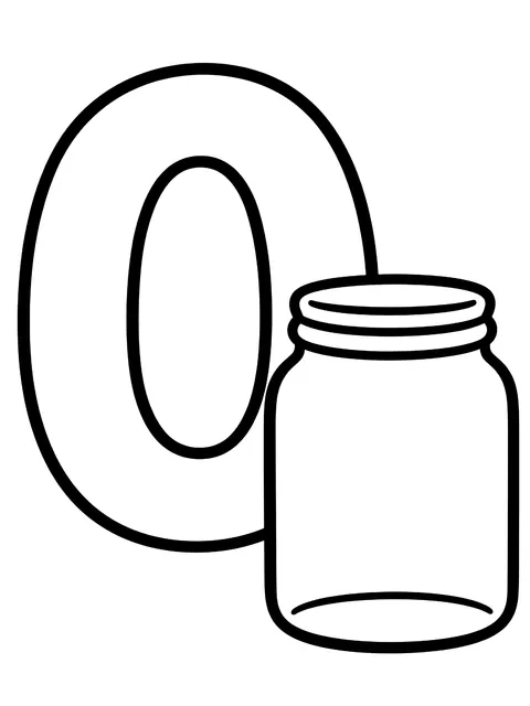 Easy Number 0 with an empty jar coloring page