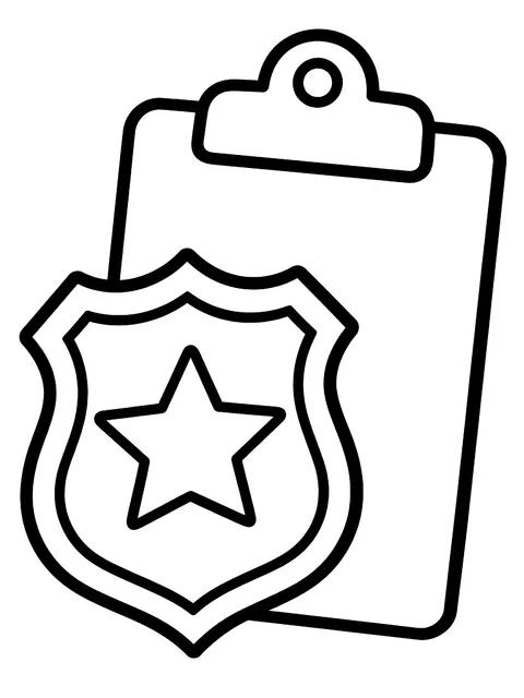 Easy Badge and clipboard coloring page