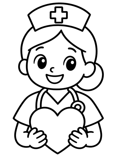 Easy Thank you nurses lettering coloring page