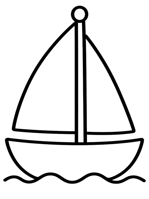 Easy Sailboat on calm water coloring page