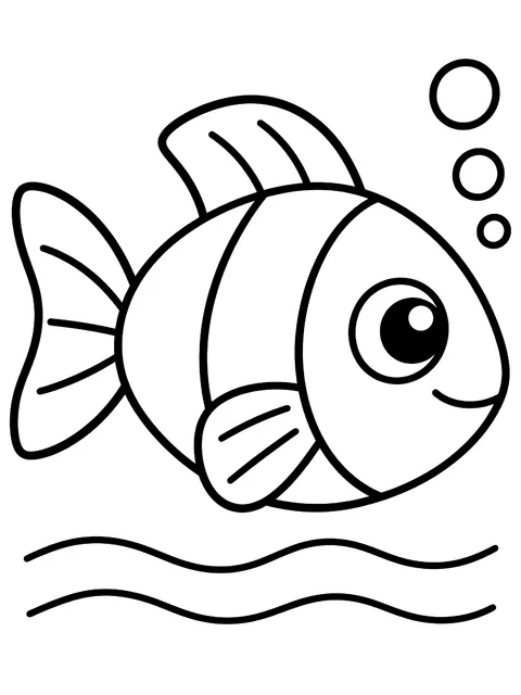 Easy Big fish in simple water coloring page