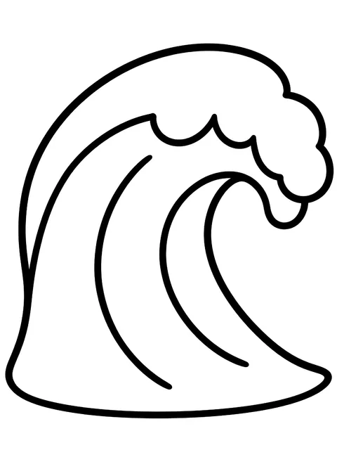 Easy One big wave coloring page