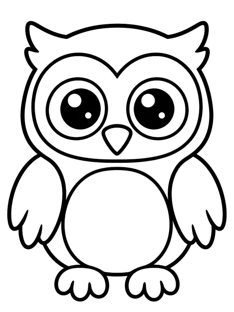 Easy Cute owl with big eyes coloring page
