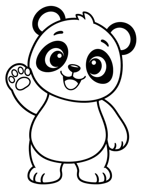 Easy Baby panda waving coloring page