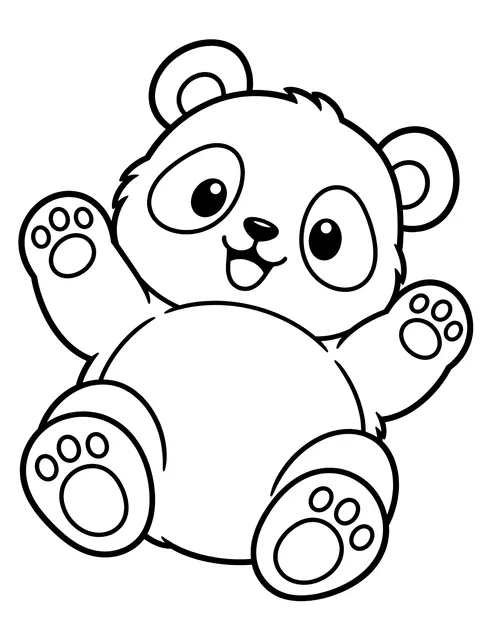Easy Panda lying on its back coloring page