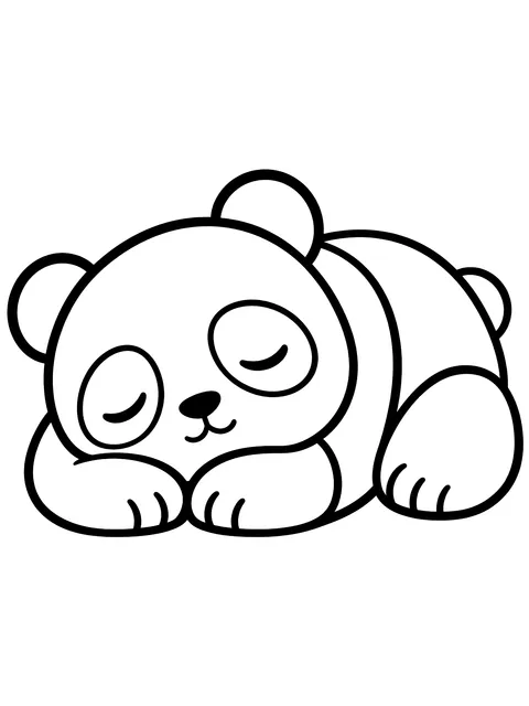 Easy Chubby panda sleeping coloring page