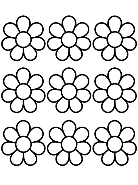 Easy Daisies in a grid coloring page