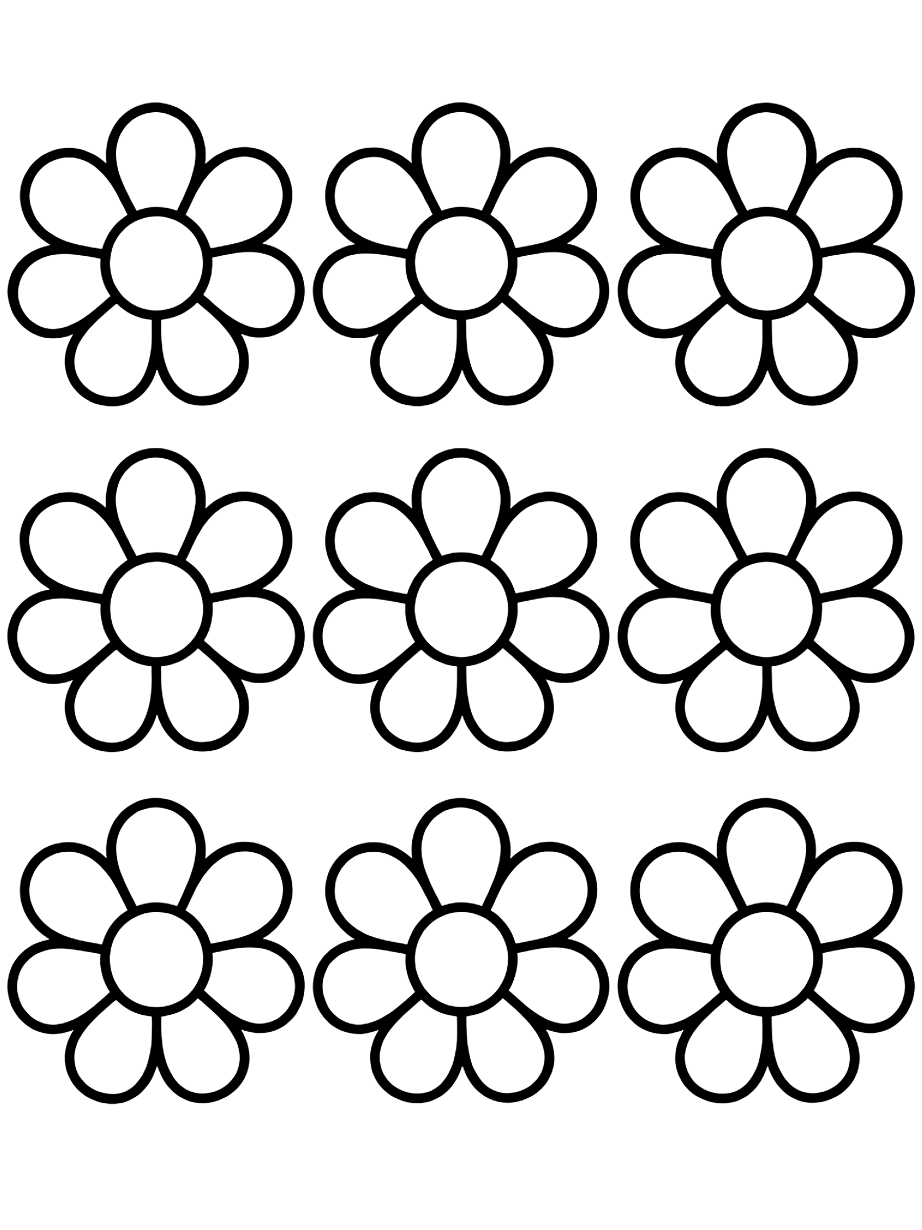 Easy Daisies in a grid coloring page