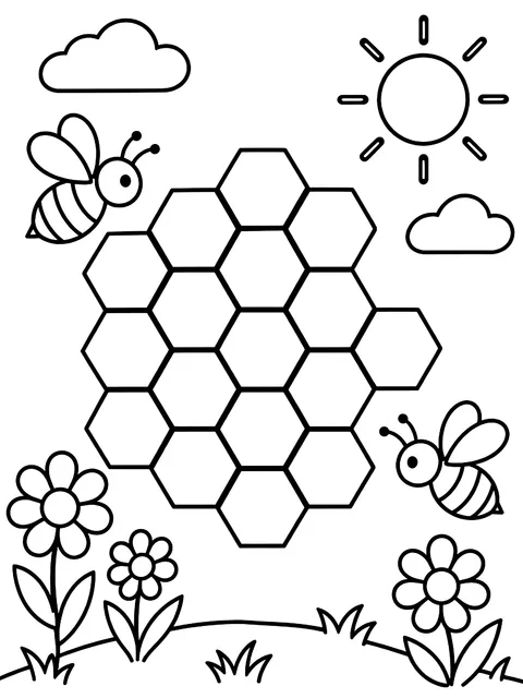 Hexagon honeycomb coloring page