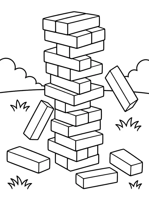 Tumbling blocks coloring page