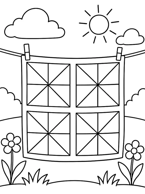 Pinwheel quilt blocks coloring page