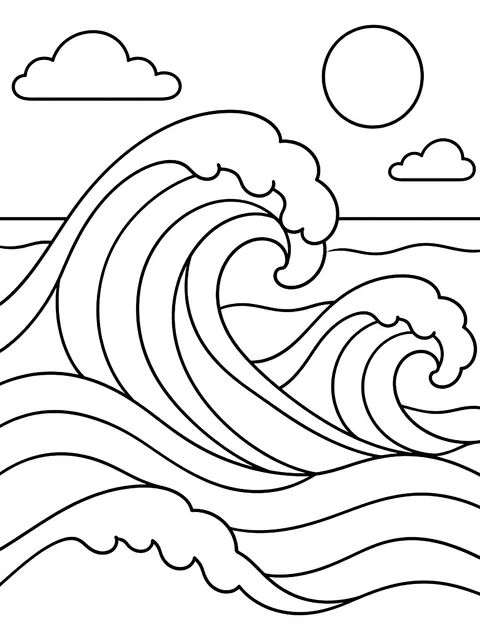 Ocean swell pattern coloring page