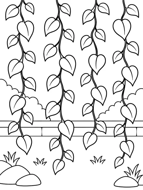Trailing vines repeat coloring page