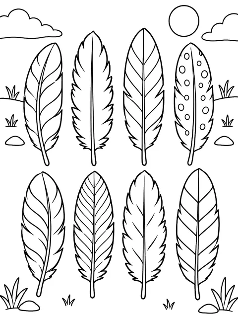Rows of feathers coloring page