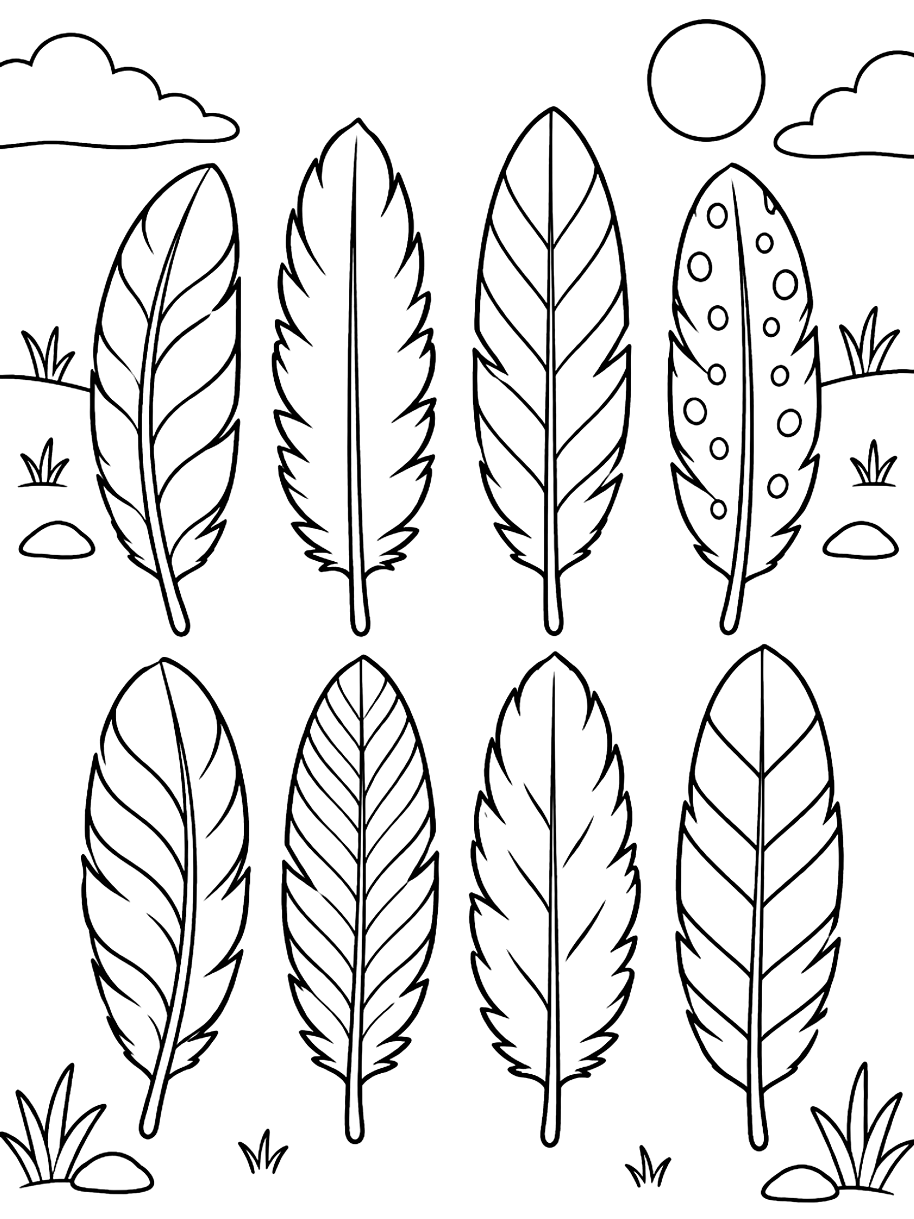 Rows of feathers coloring page