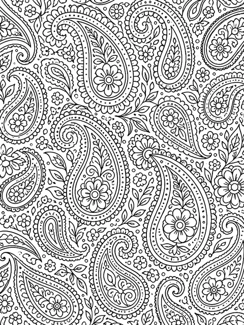 Detailed All-over paisley coloring page
