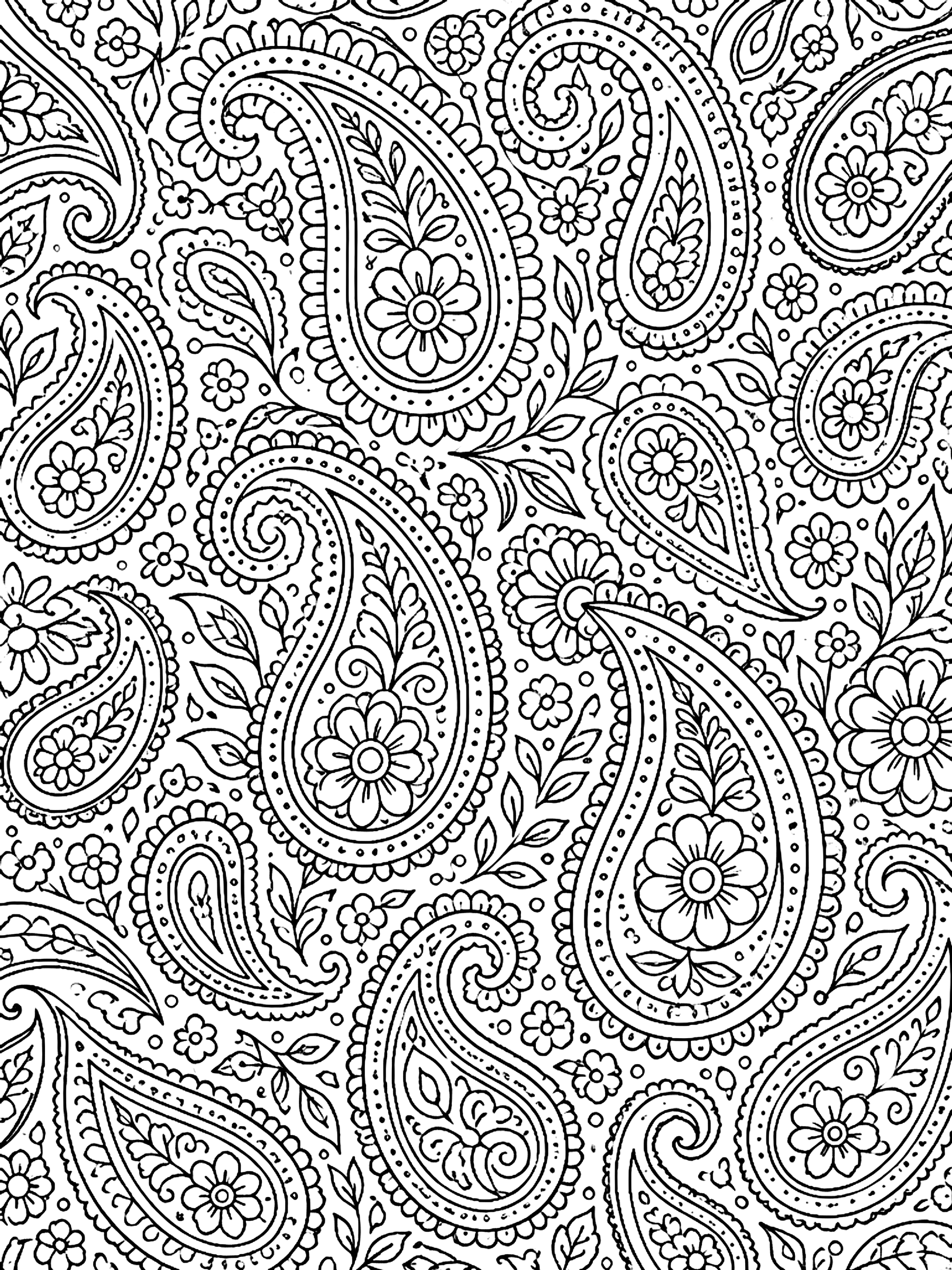 Detailed All-over paisley coloring page