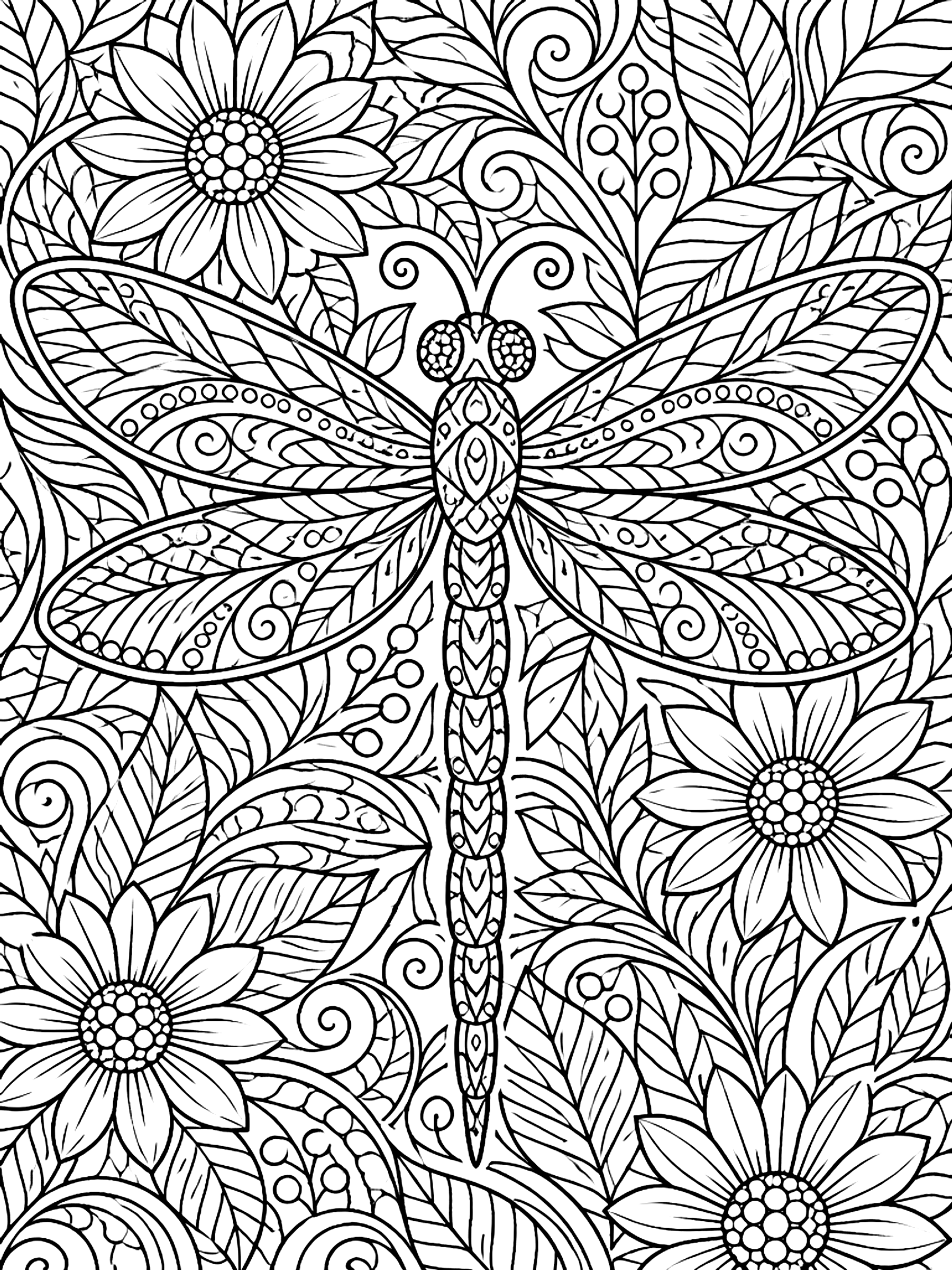 Detailed Tangle-style sections coloring page