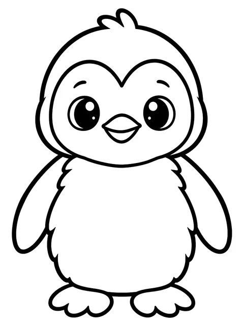 Easy Fluffy baby penguin coloring page