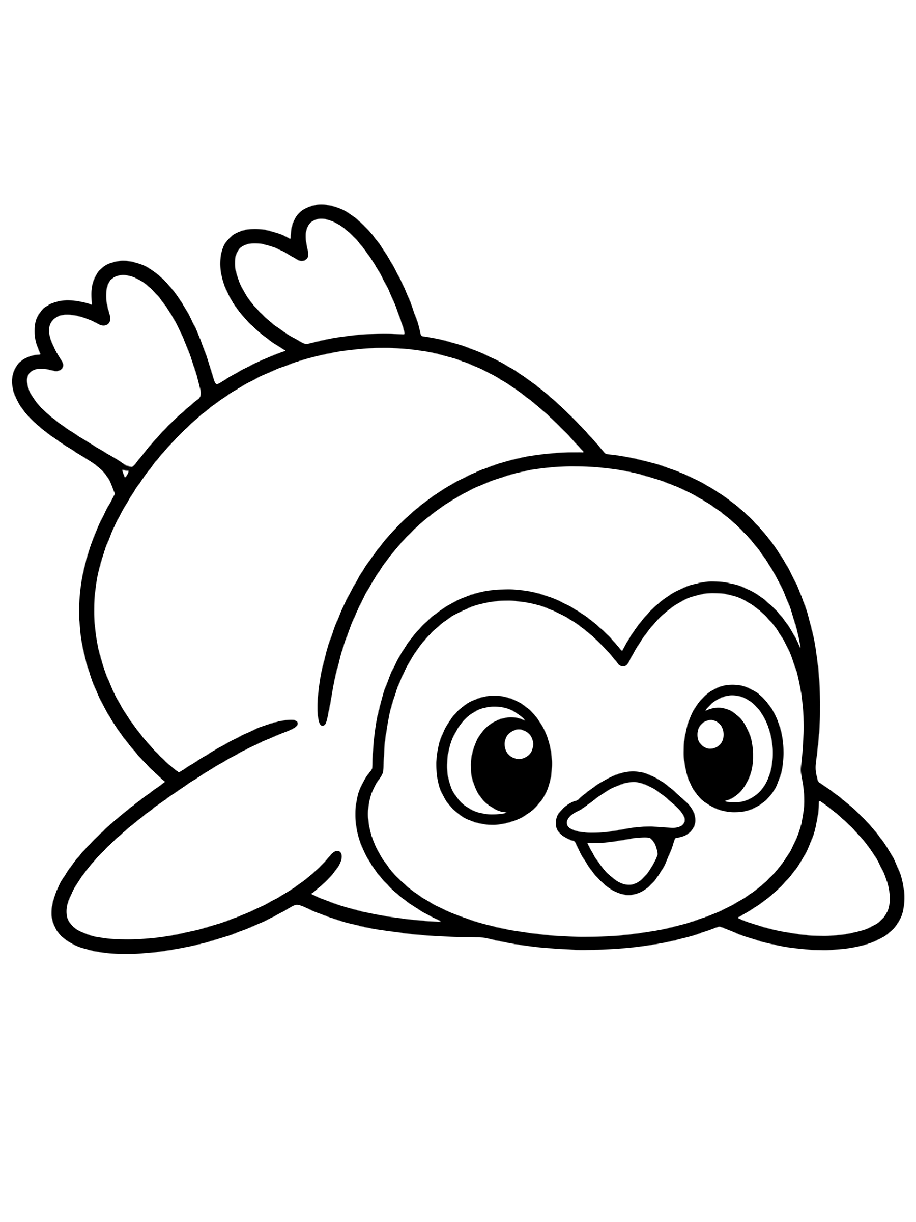 Easy Penguin sliding on its belly coloring page