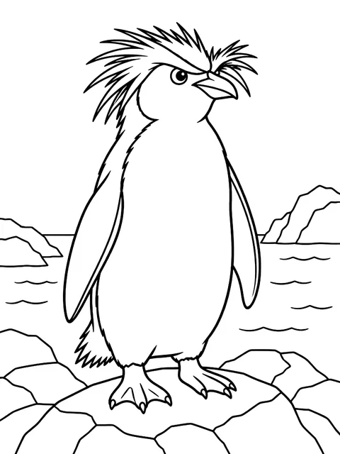 Rockhopper penguin on rocks coloring page